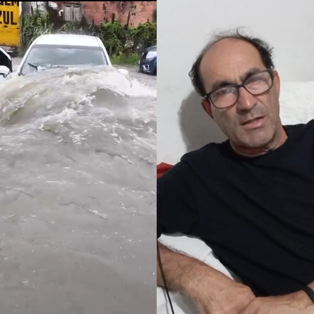 “Pensei que não ia voltar”, diz motorista após carro ficar submerso durante temporal em Conceição do Coité