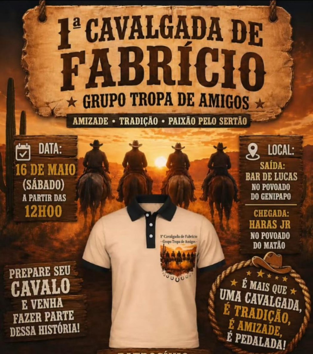 1ª Cavalgada de Fabrício terá música, tradição e confraternização na zona rural de Serrinha
