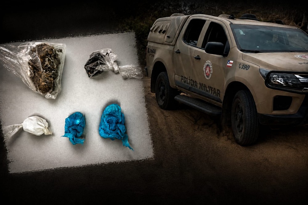 Polícia apreende crack, cocaína, haxixe e maconha em área rural de Araci