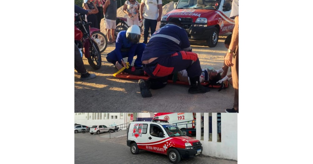 Coité: mulher sofre suspeita de traumatismo craniano grave após cair de moto; testemunhas relatam que poeira levantada por ônibus pode ter causado perda de visibilidade