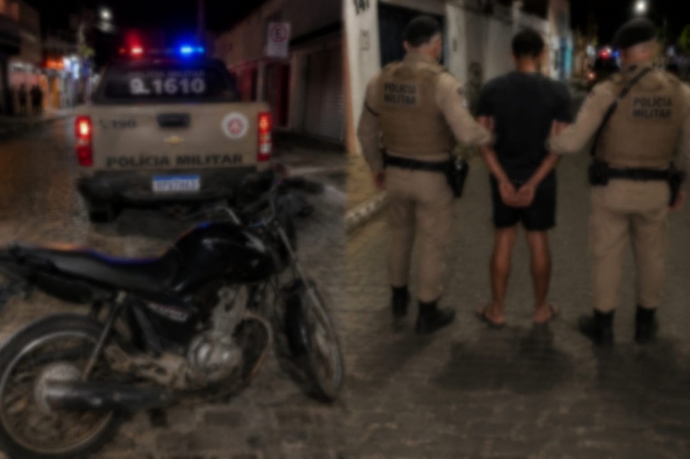 Coité: Motociclista com irregularidades na moto foge da PM em alta velocidade, bate em viatura e tenta entrar em residência
