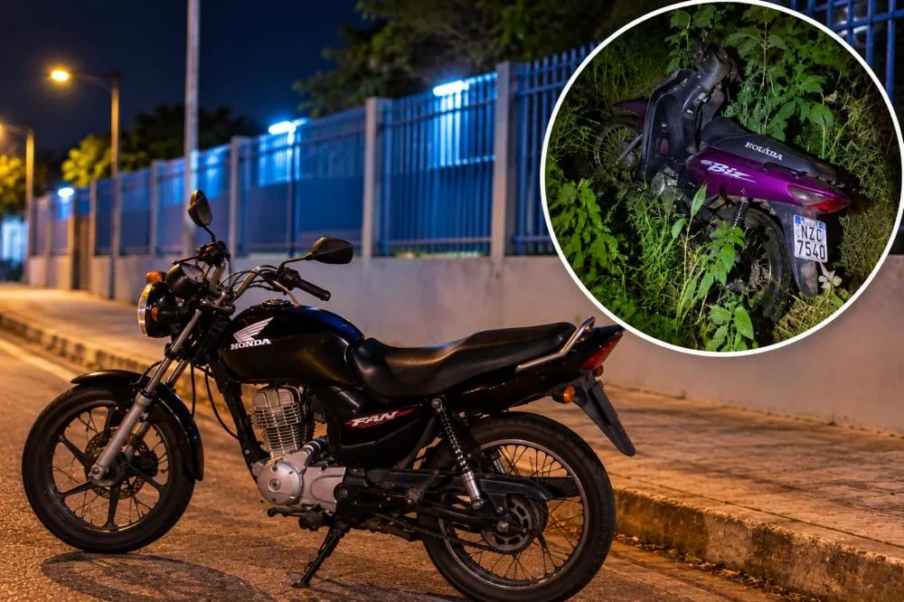Duas motocicletas são alvo de criminosos na frente de escola em Santaluz; uma foi recuperada 