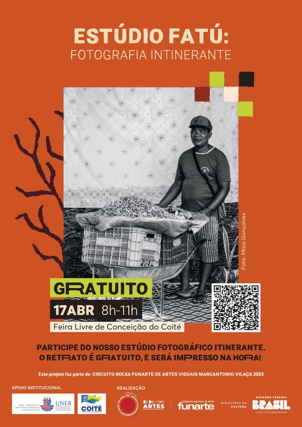 Estúdio FATÚ estreia em Conceição do Coité com retratos gratuitos na feira livre da quinta-feira, 17 de abril. Saiba mais!