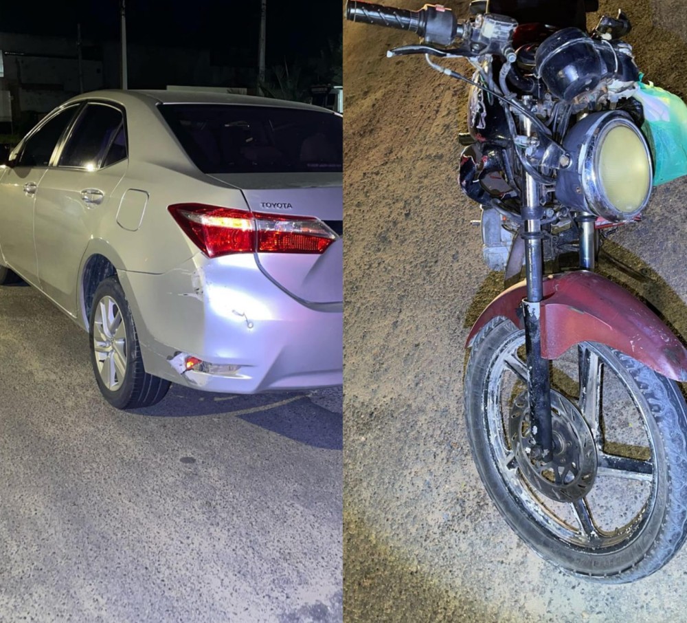 Homem fica ferido após colidir motocicleta sucata em traseira de carro na BA-120 em Conceição do Coité